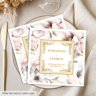 Sophisticated boho dusty pink gold paper napkins