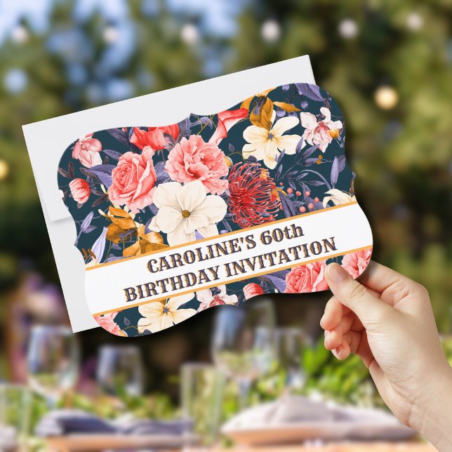 Sophisticated Boho Floral 60th Birthday Invitation (Creator Uploaded)