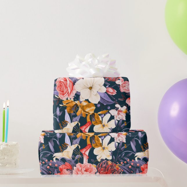 Sophisticated Boho Floral Party Wrapping Paper (Party Gifts)
