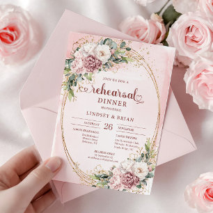 Sophisticated Boho Rose Gold Greenery Rehearsal  Invitation