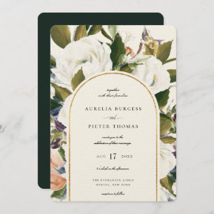 Sophisticated Botanical Floral Arch Frame Wedding Invitation