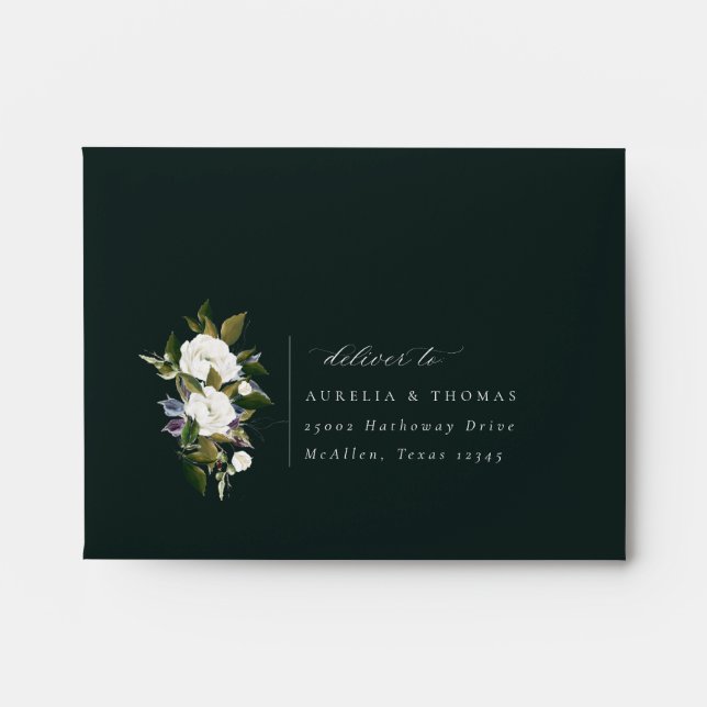 Sophisticated Botanical Floral Rsvp Envelope (Front)