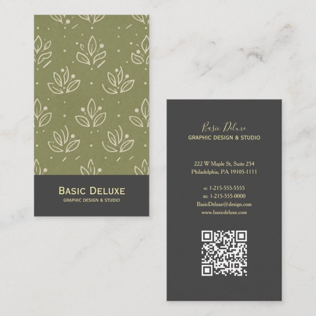Sophisticated Botanical Pattern Mode Business card (Front/Back)