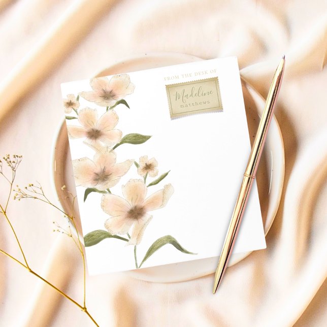 Sophisticated Botanical Vintage Floral Stamp Frame Card (Elegant monogram name wildflower shabby chic vintage floral stamp notecard with script typography.)