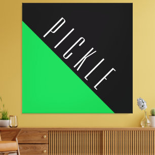 Sophisticated Bright Green Black Pickleball Motto Canvas Print
