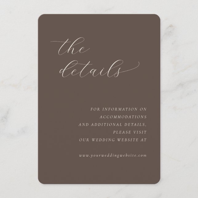 Sophisticated Brown Calligraphy Enclosure Card (Front)