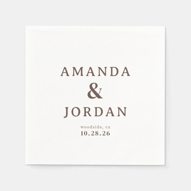 Sophisticated Brown Typographic Napkin (Front)