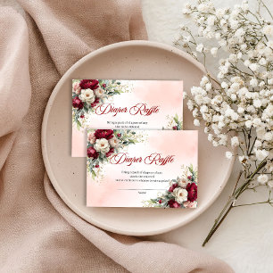 Sophisticated Burgundy Gold Floral Diaper Raffle Enclosure Card