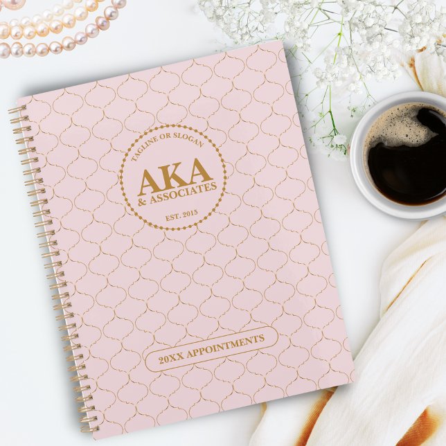 Sophisticated Business Monogram Pink Gold Trellis Planner (Creator Uploaded)