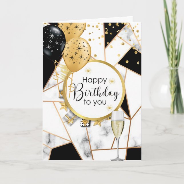 sophisticated champagne birthday greeting card (Front)