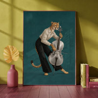 Sophisticated Cheetah Playing Cello Musical