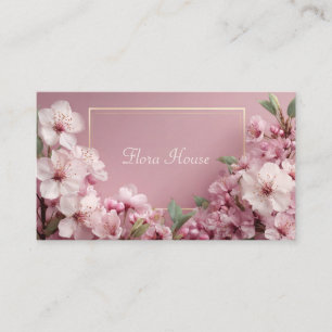 Sophisticated Cherry Blossom Pink & Sage Business Card