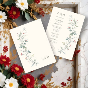 Sophisticated Chic Wildflowers & Green Shades  Invitation