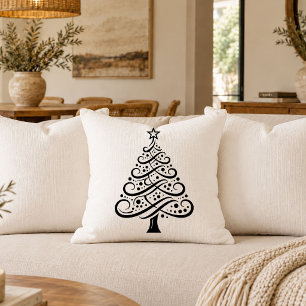 Sophisticated Christmas Tree Outline Accent Pillow
