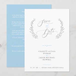 Sophisticated Classic Botanical Blue Gray Wedding