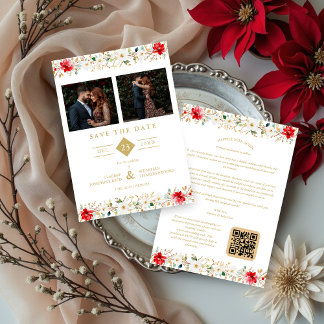 Sophisticated Classic Christmas Garland Wedding Save The Date