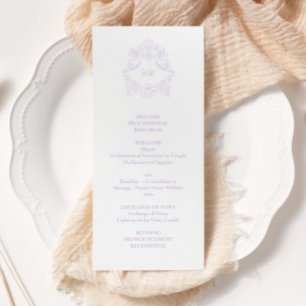 Sophisticated Classic Script Lavender Wedding Programme