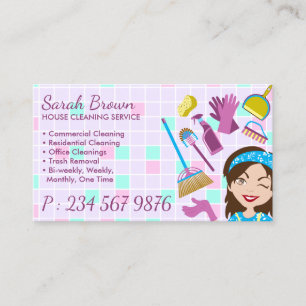Sophisticated Cleaning Service Janitorial Lady Business Card