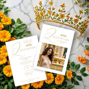 Sophisticated Colorful Tiara & Elegant Script Invitation
