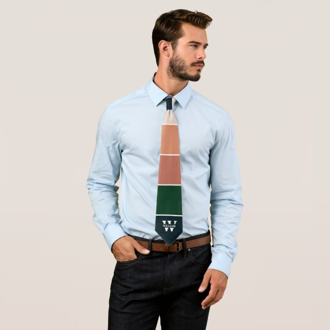 Sophisticated Colour Block in Blue, Green, and Pin Tie (In Situ)