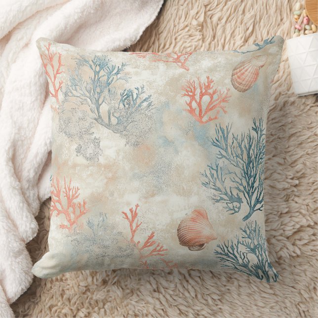 Sophisticated Coral Branches - Soft Seashell Cushion (Blanket)