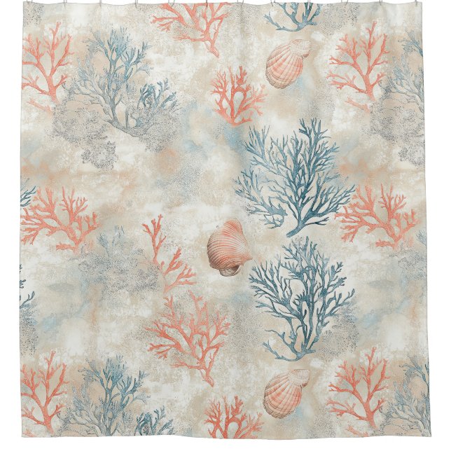 Sophisticated Coral Branches - Soft Seashell Shower Curtain (Front)