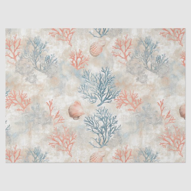 Sophisticated Coral Branches - Soft Seashell Tissue Paper (Front)