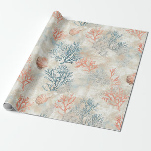 Sophisticated Coral Branches - Soft Seashell Wrapping Paper