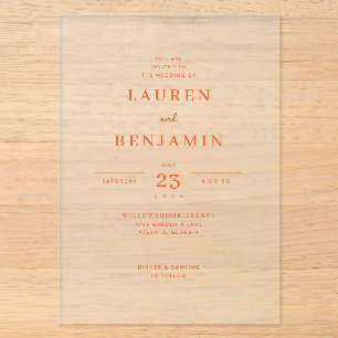 Sophisticated Coral Minimalist Wedding Invitation