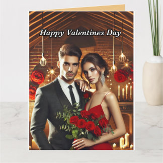 Sophisticated Couple with Red Roses Thank You Card