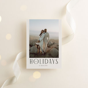 Sophisticated Cream & Black Happy Holidays Photo Holiday Card
