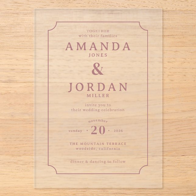 Sophisticated Cream Elegant Border Acrylic Invitations (Front)