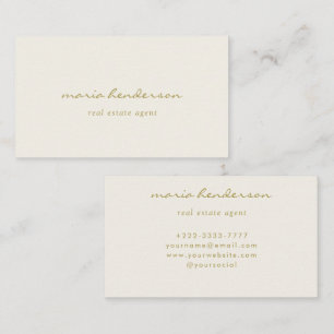 Sophisticated Cream & Gold Script Monogram Business Card