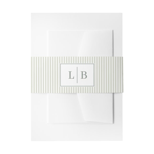 Sophisticated Cream Initials Invitation Belly Band (Front Example)