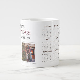 Sophisticated Custom 2025 Calendar Photo Collage Large Coffee Mug