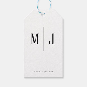Sophisticated Customisable Couple Initials Names  Gift Tags
