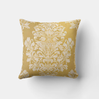 Sophisticated Damask Pattern - Gold & Cream Cushion