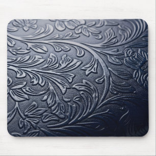 Sophisticated Dark Blue 3D Rose Petal Pattern  Mouse Mat
