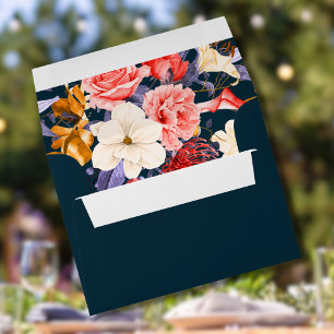 Sophisticated Dark Teal Floral Interior Envelope