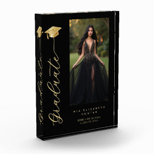 Sophisticated Dramatic Black Gold Grad TMF26 Photo Block