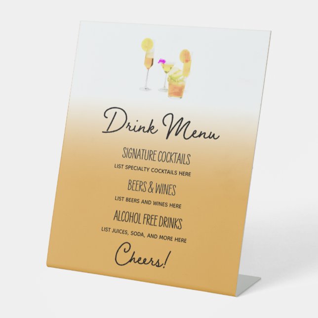  Sophisticated Drink Menu Pedestal Sign (Front)