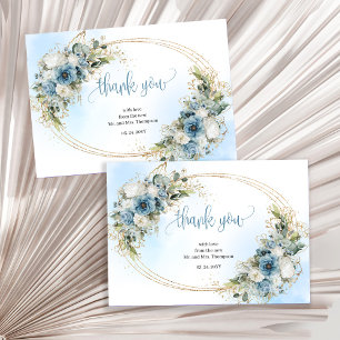 Sophisticated Dusty Blue Wedding thank you card