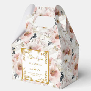 Sophisticated dusty pink gold wedding favour box