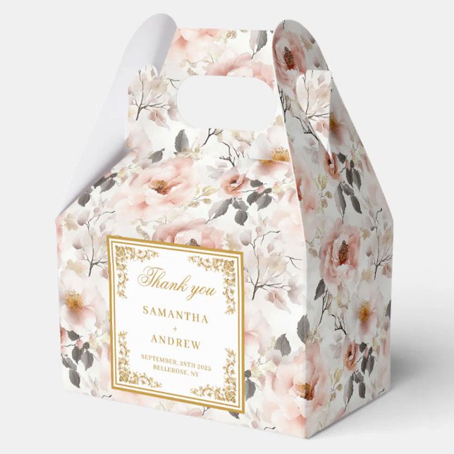 Sophisticated dusty pink gold wedding favour boxes (Sophisticated dusty pink gold wedding favor boxes)