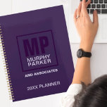 Sophisticated Eggplant Purple Square Monogram Logo Planner<br><div class="desc">Custom make your own office accessories in eggplant purple, dark purple and lilac. This monogrammed logo is modern, simple and bold. It features 2 letter initials with names at the bottom, all inside a square. Customize year and title of planner, appointment book or scheduler. It is professional, versatile and easy...</div>