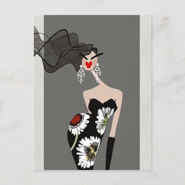 Sophisticated Elegance Fashion Illustration  Art Postcard (Front)
