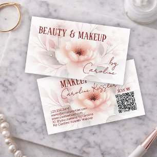 Sophisticated Elegant Blush Pink Red Floral Art Business Card