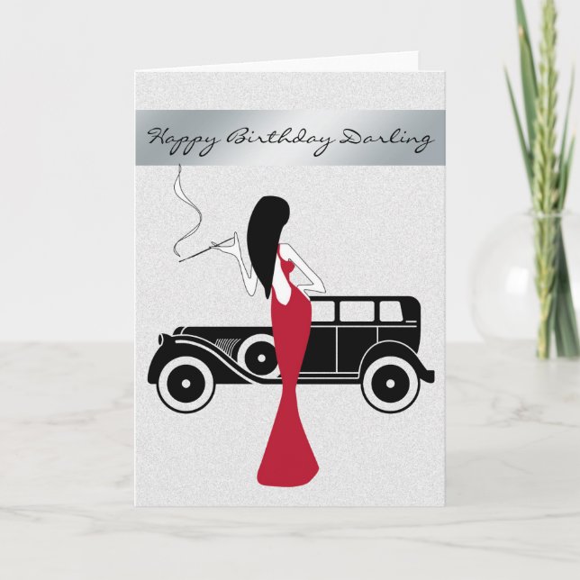 Sophisticated Elegant Chic Woman Happy Birthday Card (Front)