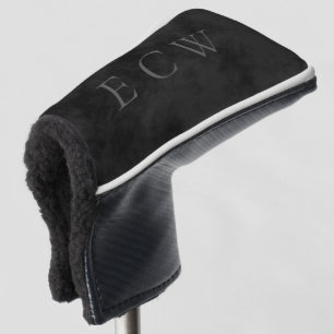 Sophisticated Elegant Faux Stamp Mottled Black Golf Head Cover