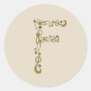 Sophisticated Elegant Gold Letter F Monogram Classic Round Sticker